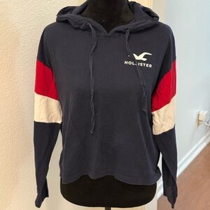 Hollister Red, White & Blue Hooded Long Sleeve T-Shirt